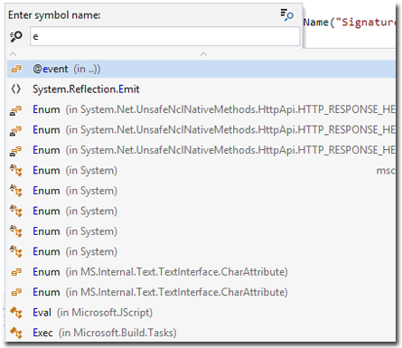 goto code symbole